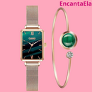 Relogio Luxury + Pulseira Quartzo Verde - EncantaEla